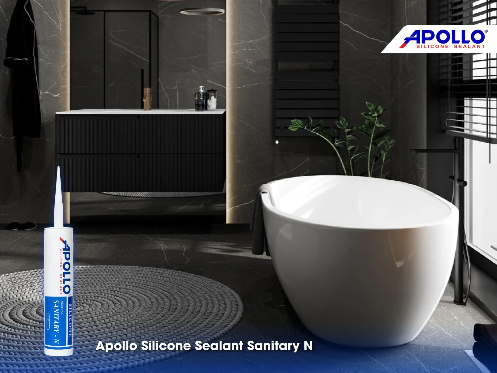 Apollo Silicone Sealant Sanitary - N tích hợp công nghệ vi sinh chống nấm mốc, chống thấm chuyên dụng